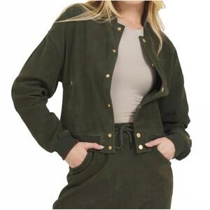 NEW JAKETT shai suede bomber jacket in dark olive